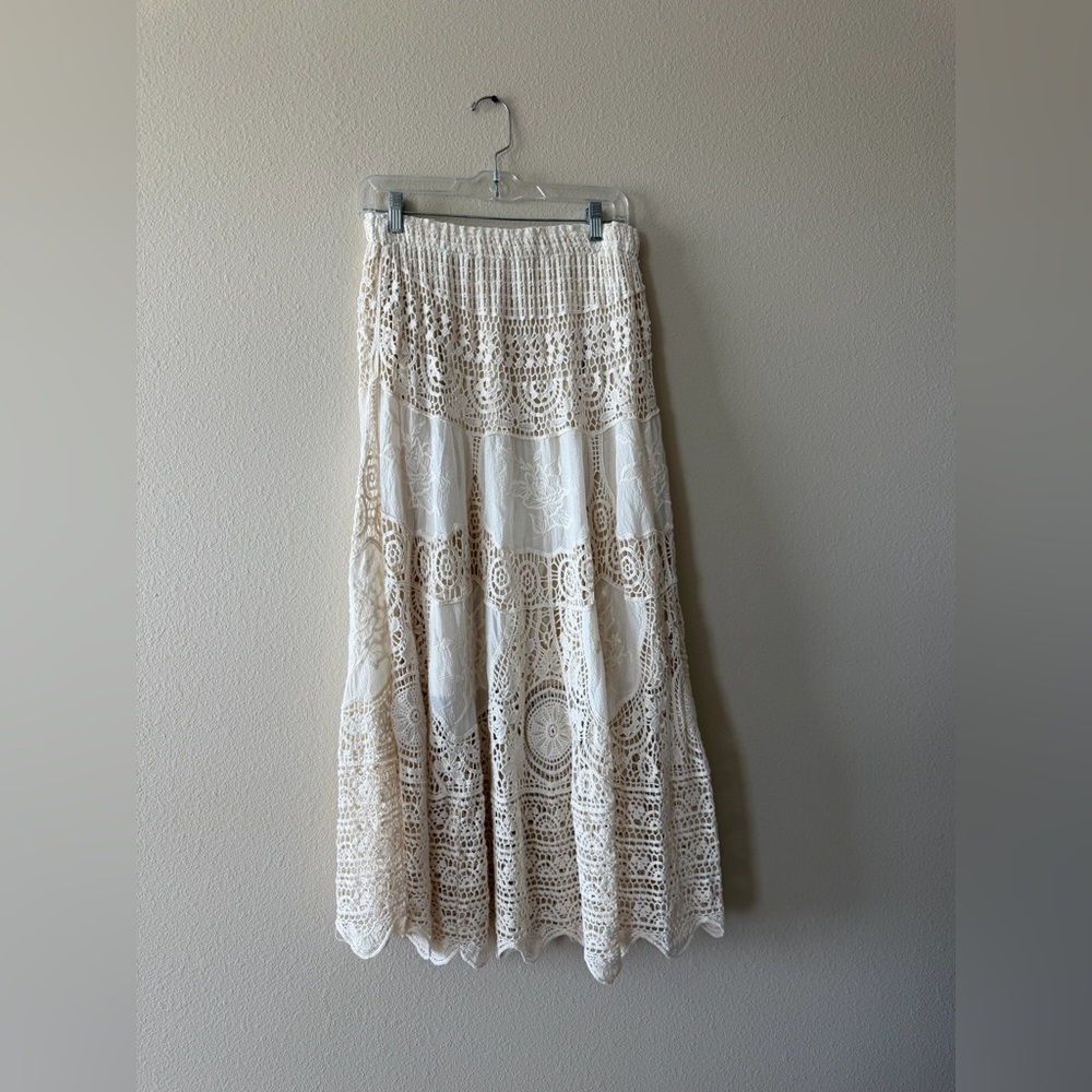 Source Unknown Cream Crochet Maxi Skirt - Picture 2 of 4